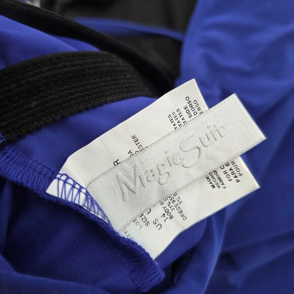 Magicsuit Blue One-Piece Swim Suit 14 Gold Bar Adjustable Straps Slimming Dress - Picture 6 of 9